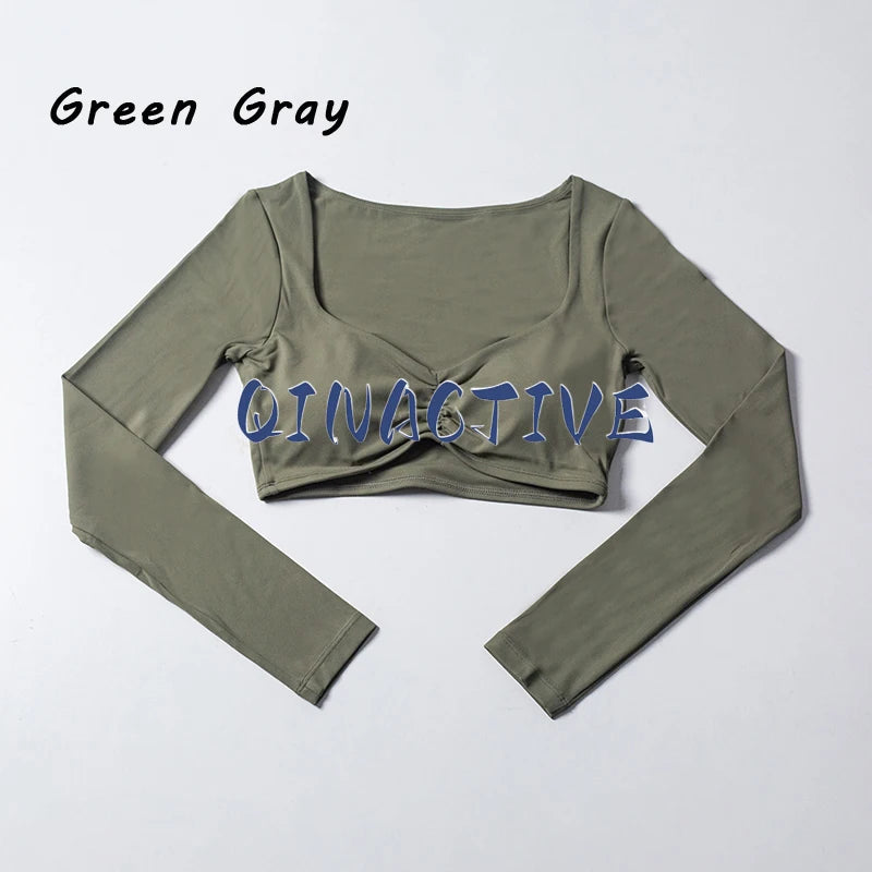 Women’s Long Sleeve Yoga Crop Top – Fitness & Workout Shirt