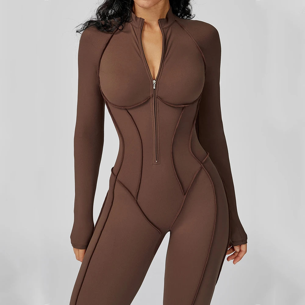 Women’s Long Sleeve Yoga Bodysuit – One-Piece Gym & Fitness Jumpsuit
