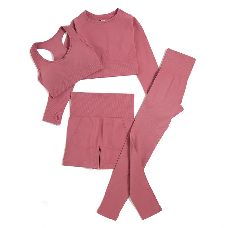 2-Piece Seamless Yoga Set for Women – High Waist Leggings & Sports Bra Gym Outfit
