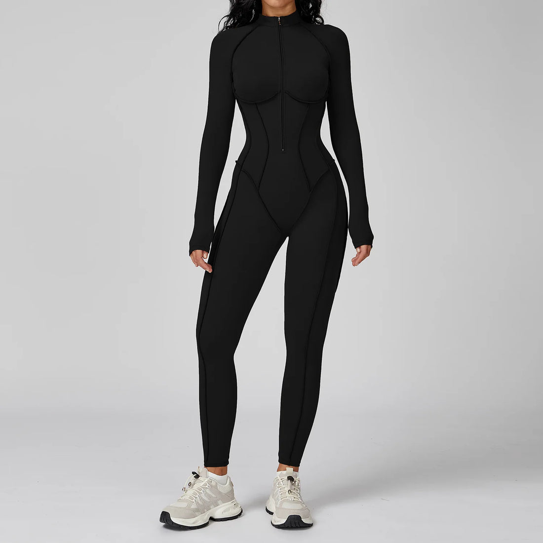 Women’s Long Sleeve Yoga Bodysuit – One-Piece Gym & Fitness Jumpsuit
