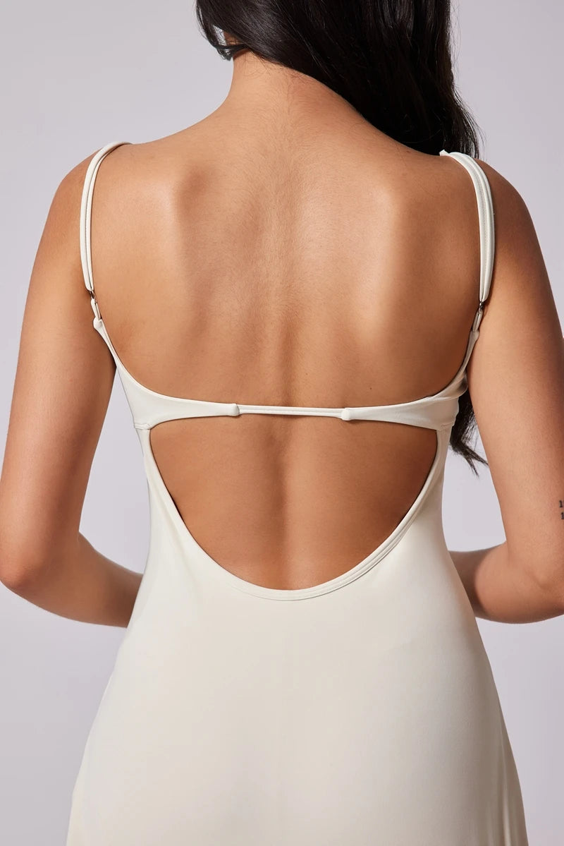 Women’s Sports Dress – Beautiful Back Yoga & Tennis Skirt with Removable Chest Cushion