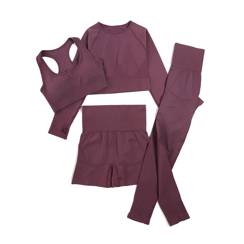 2-Piece Seamless Yoga Set for Women – High Waist Leggings & Sports Bra Gym Outfit
