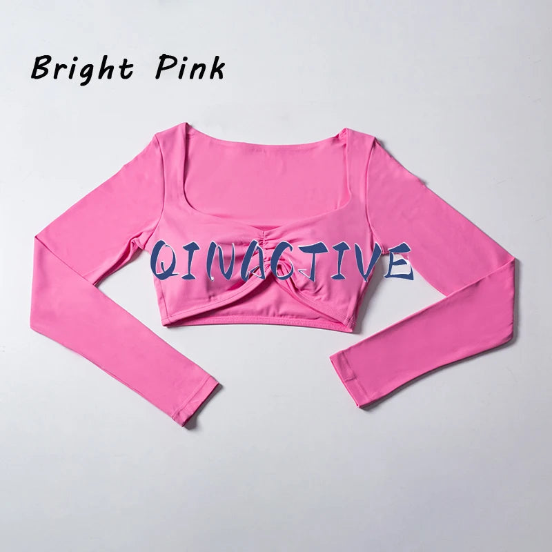 Women’s Long Sleeve Yoga Crop Top – Fitness & Workout Shirt