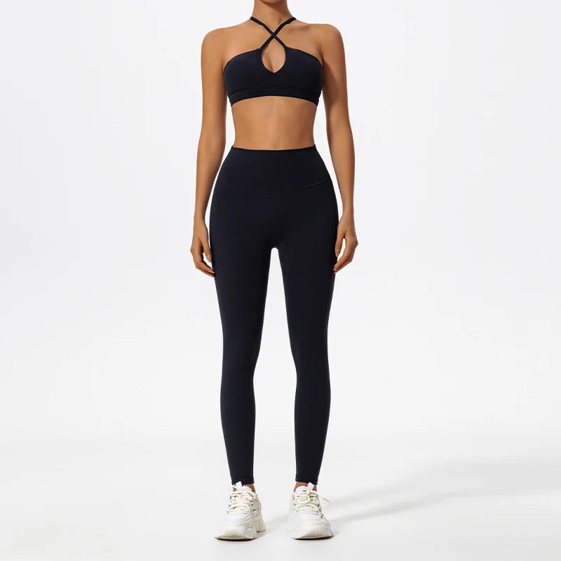 Two-Piece Women’s Sports Set – Cross-Front Yoga & Gym Outfit