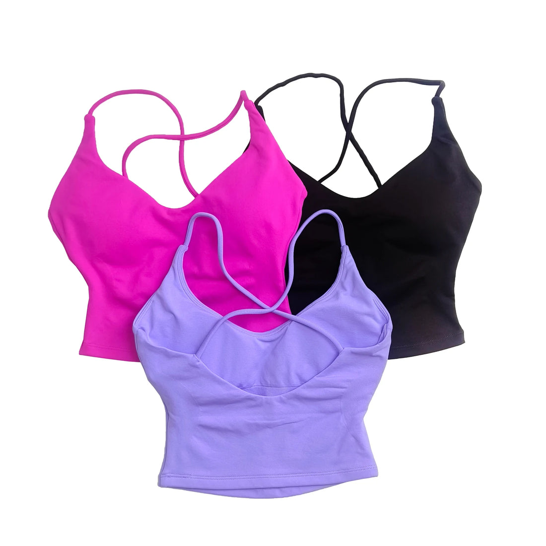 Women’s Dynamic Strappy Sports Bra – High Support Push-Up Fitness Tank Top