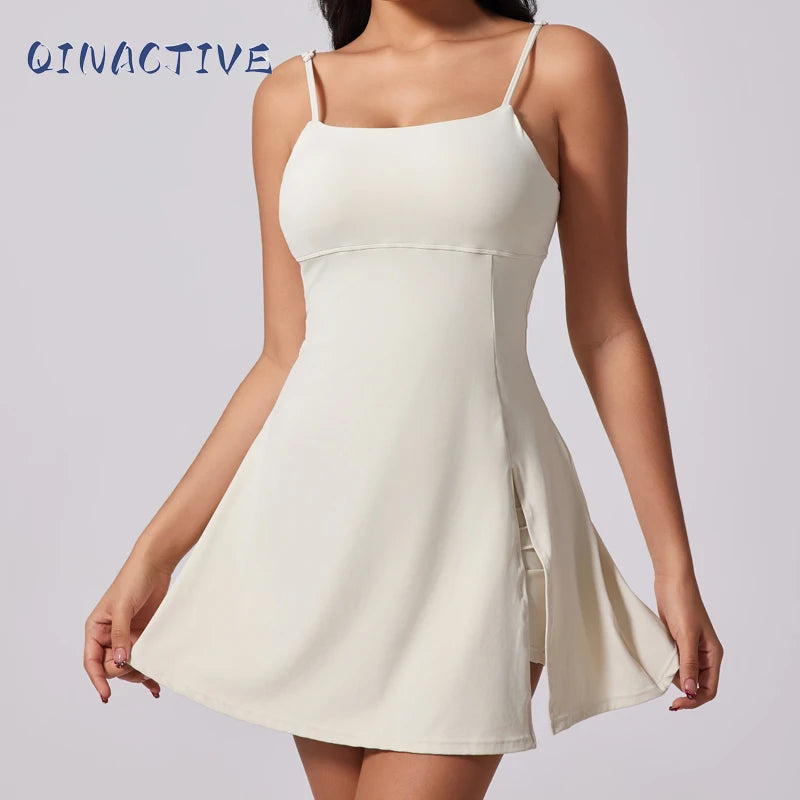 Women’s Sports Dress – Beautiful Back Yoga & Tennis Skirt with Removable Chest Cushion