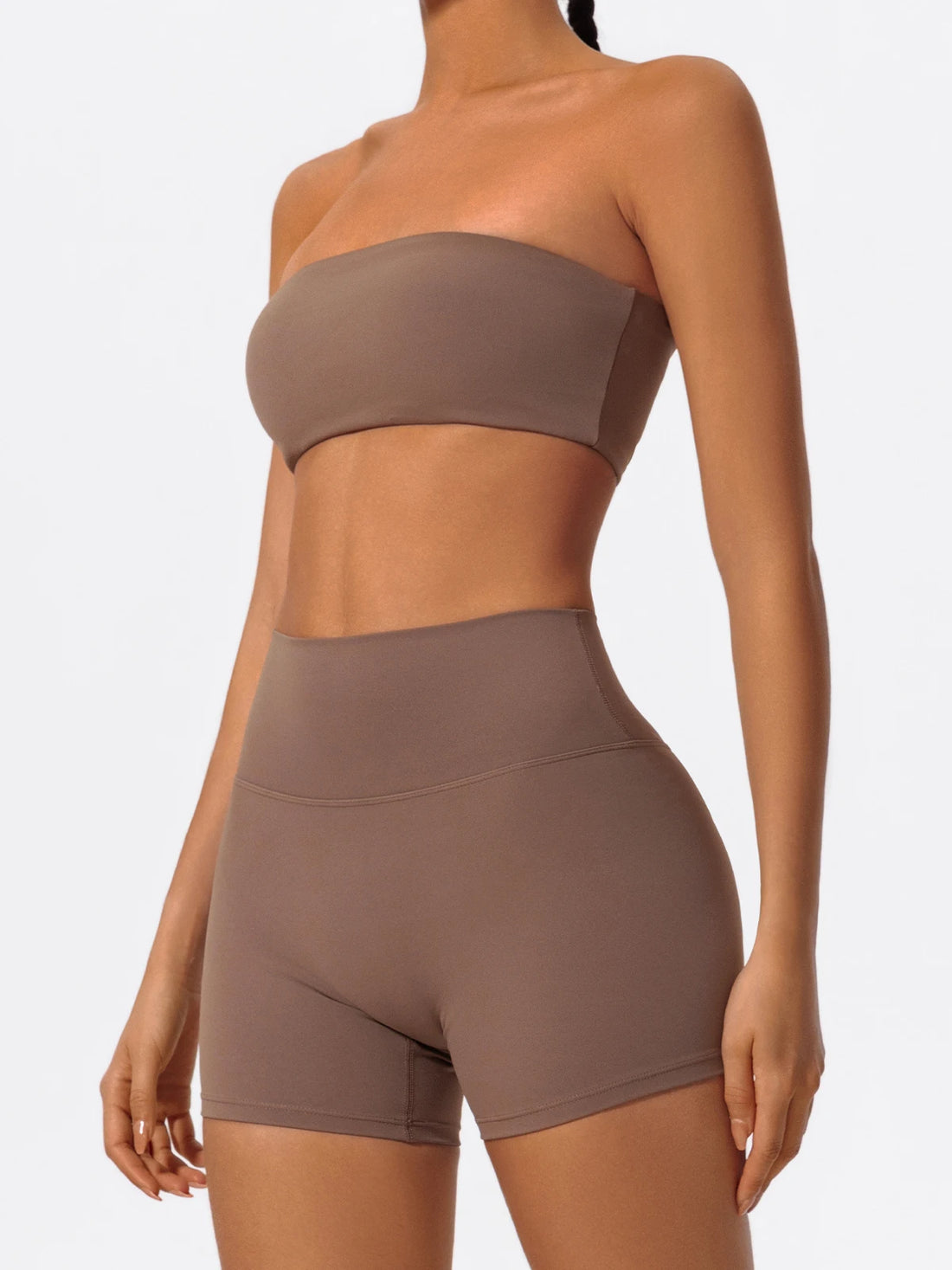 Women’s 2-Piece Fitness Set – Strapless Sports Bra & Workout Leggings