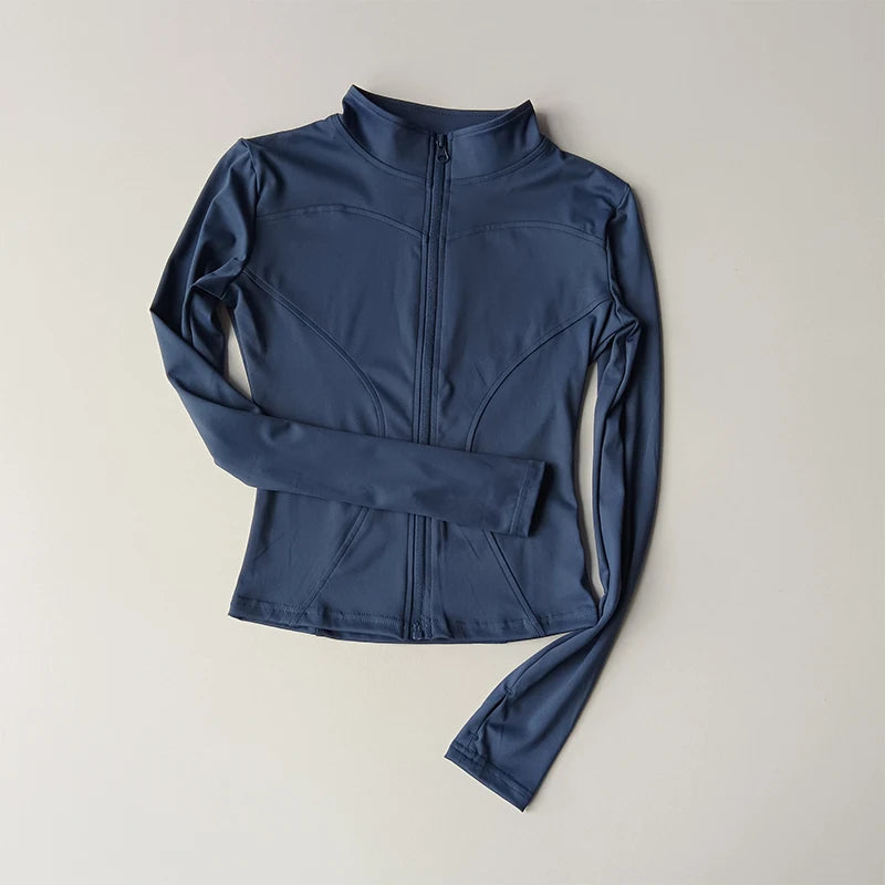 Women’s Long Sleeve Fitness Jacket – Slim Quick-Dry Yoga & Running Top