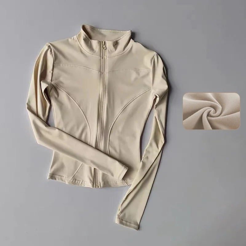 Women’s Long Sleeve Fitness Jacket – Slim Quick-Dry Yoga & Running Top