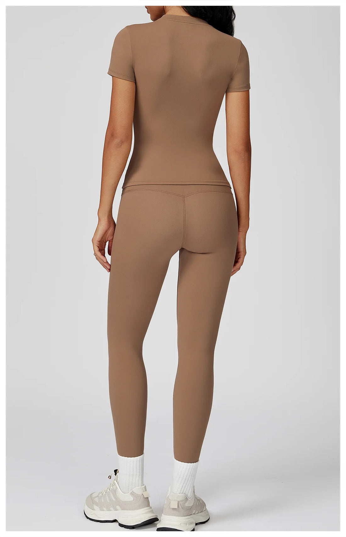 Women’s 2PCS Yoga & Workout Set – Long Sleeve Top & High-Waist Leggings/Shorts
