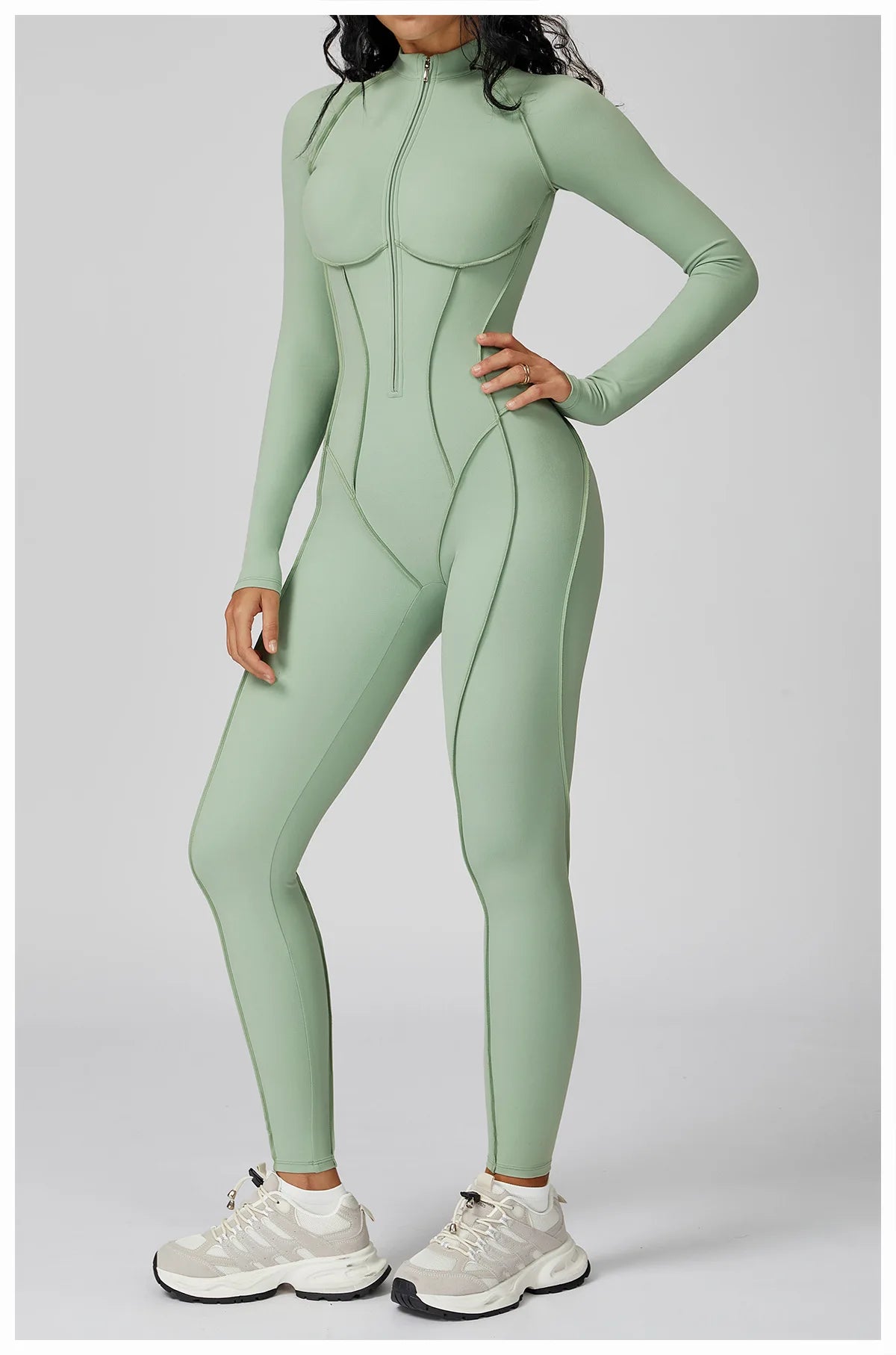 Women’s Long Sleeve Yoga Bodysuit – One-Piece Gym & Fitness Jumpsuit