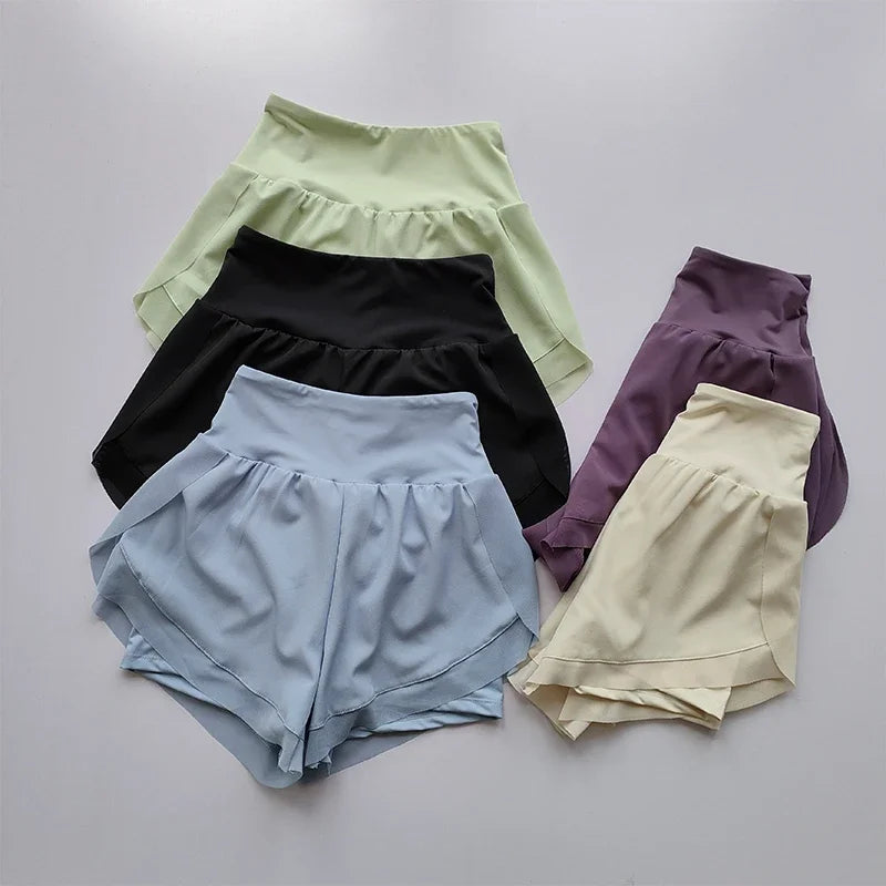 Women’s High-Waisted Summer Sports Shorts – Mesh Breathable Fitness & Running Shorts