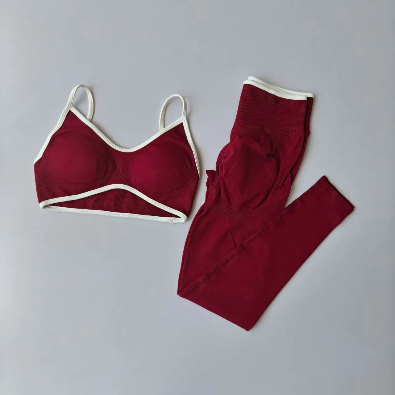 Seamless 2PCS Women’s Legging Set – Strappy Sports Bra & High-Waist Fitness Leggings