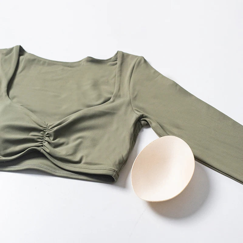 Women’s Long Sleeve Yoga Crop Top – Fitness & Workout Shirt