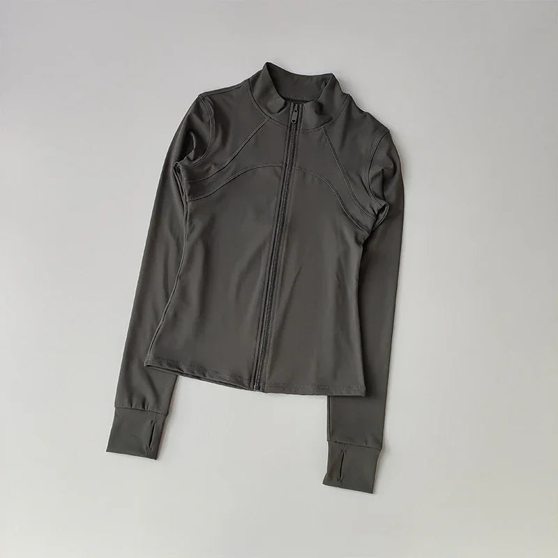 Women’s Long Sleeve Fitness Jacket – Slim Quick-Dry Yoga & Running Top