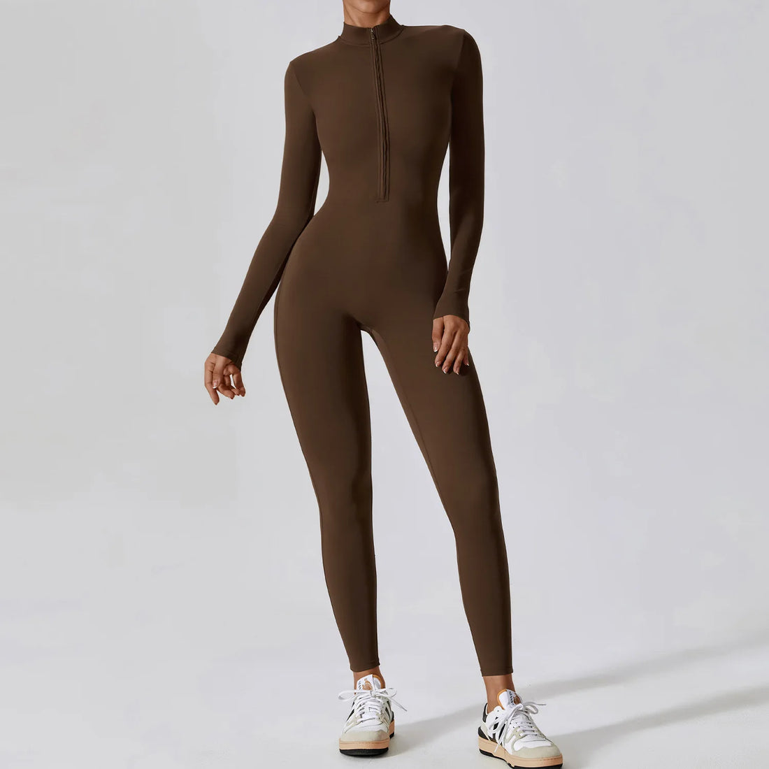 Women’s Long Sleeve Yoga Boilersuit – Skin-Tight One-Piece Gym Jumpsuit