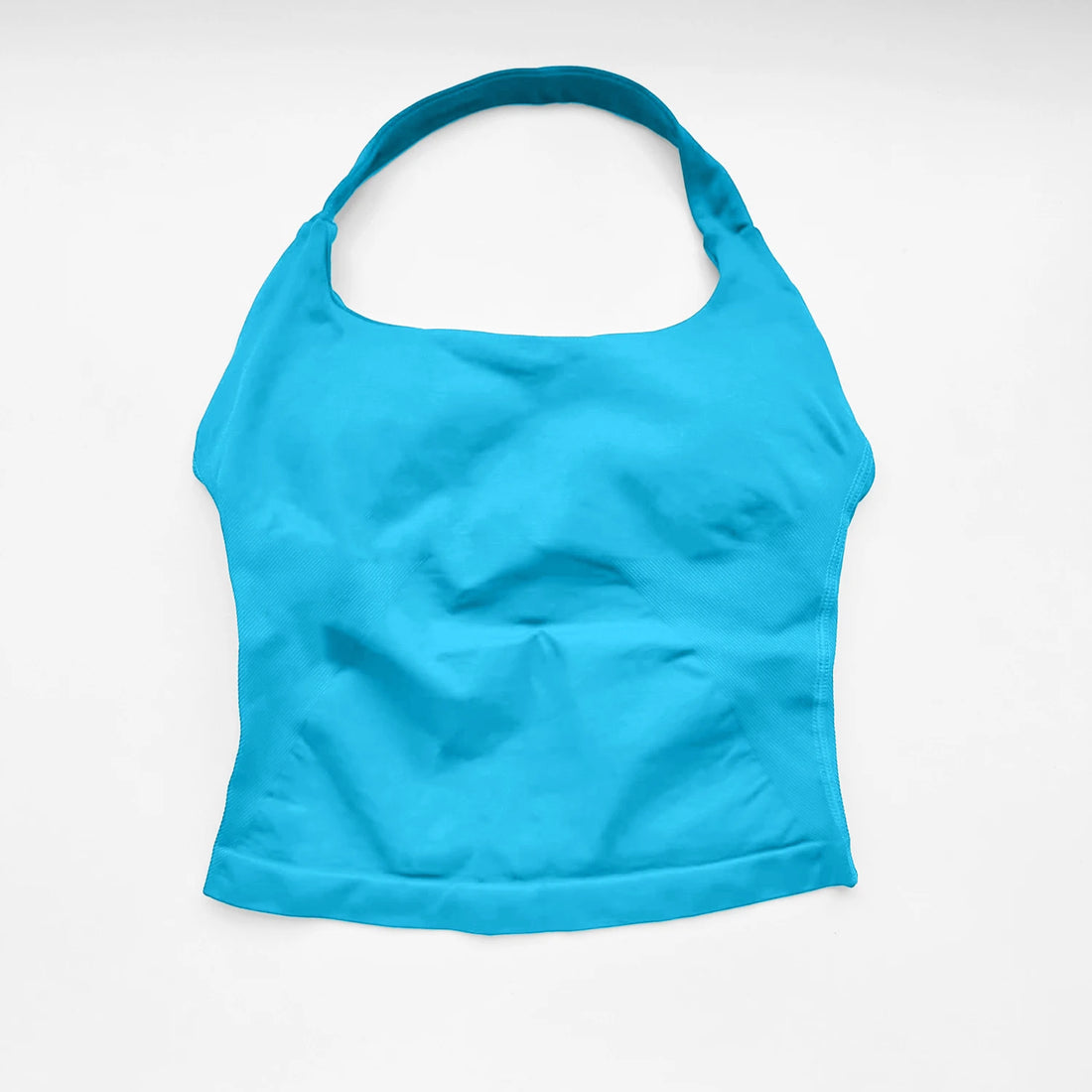 Women’s Gym Halter Top – Longline Strappy Padded Sports Tank