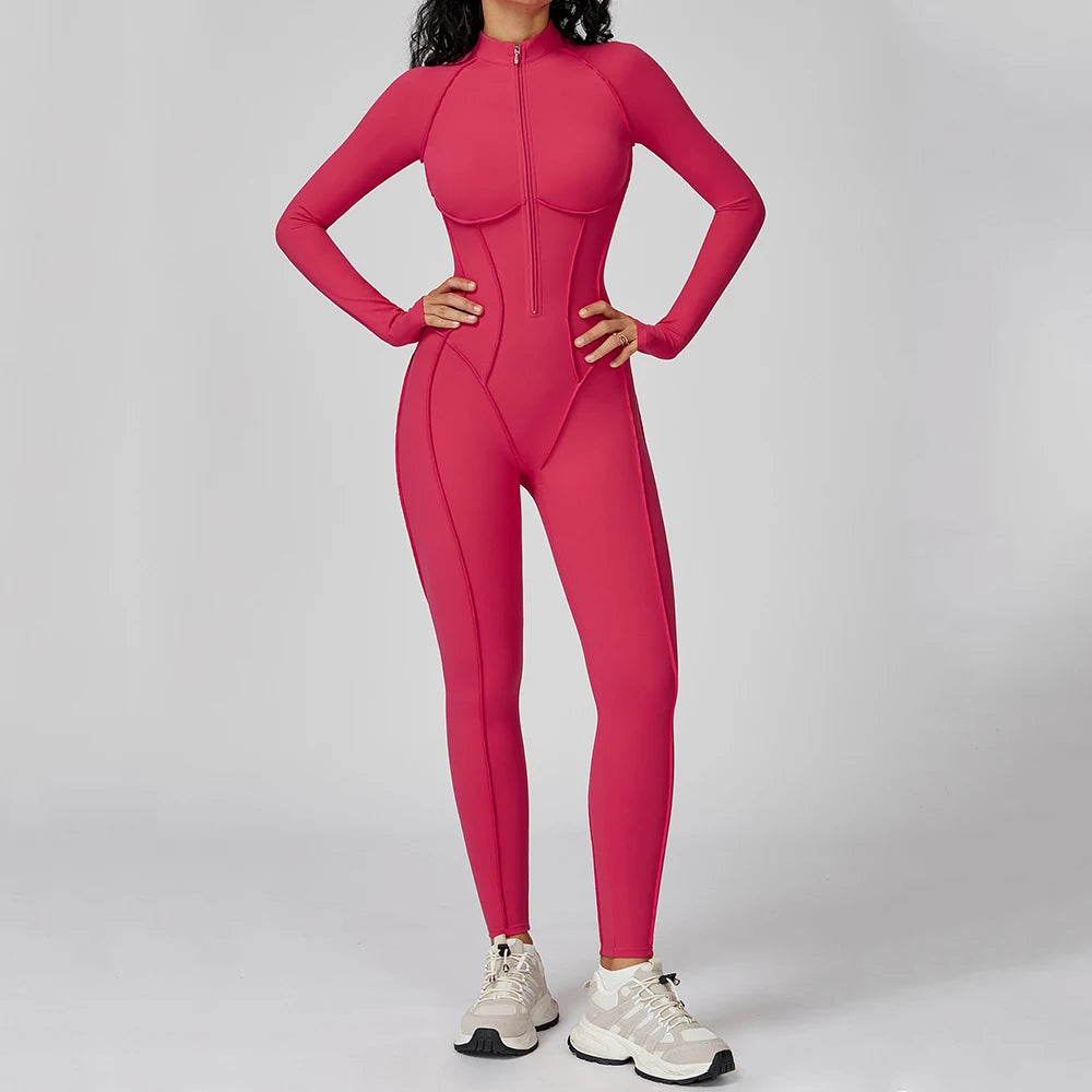 Women’s Long Sleeve Yoga Bodysuit – One-Piece Gym & Fitness Jumpsuit