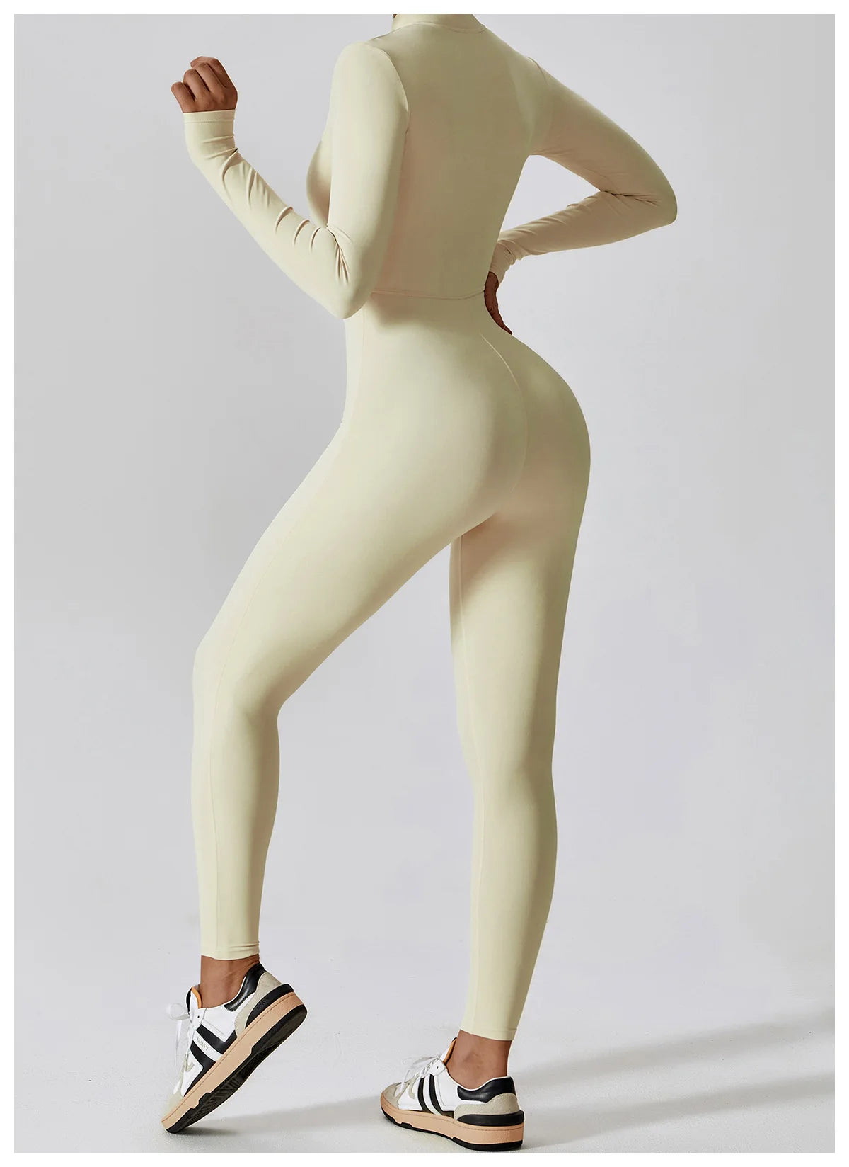 Women’s Long Sleeve Yoga Boilersuit – Skin-Tight One-Piece Gym Jumpsuit