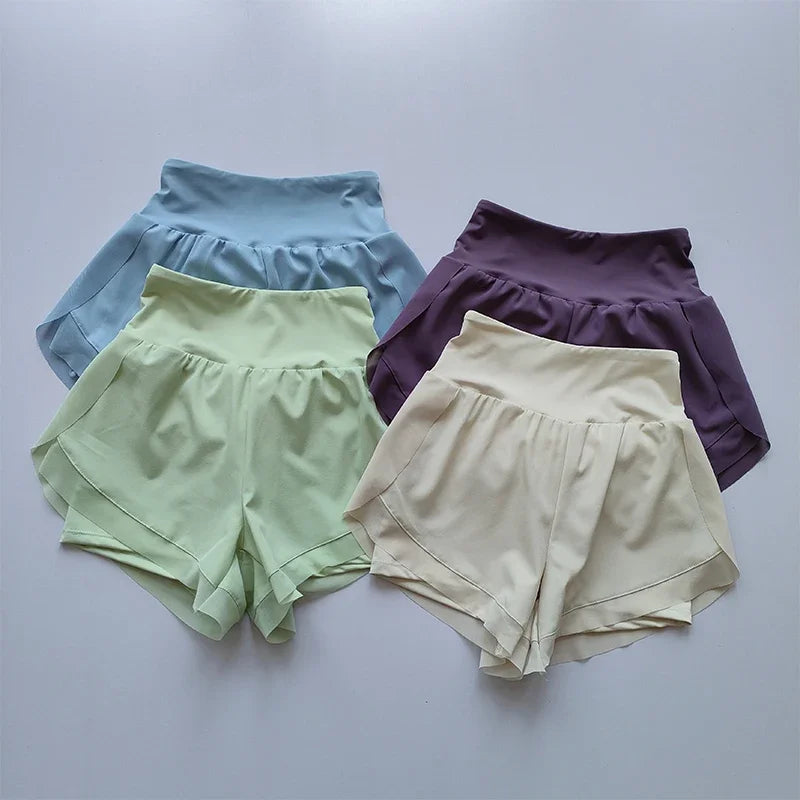 Women’s High-Waisted Summer Sports Shorts – Mesh Breathable Fitness & Running Shorts