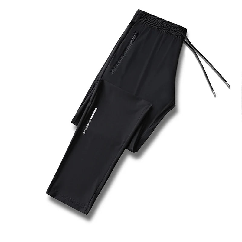 Men’s Ice Silk Summer Pants – Slim Fit Quick-Dry Casual & Running Trousers