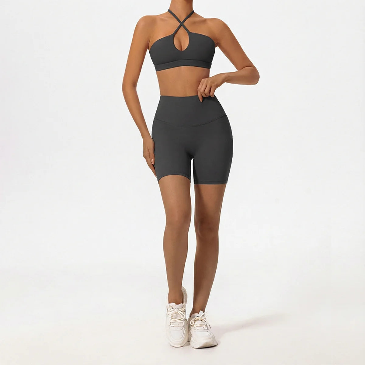 Two-Piece Women’s Sports Set – Cross-Front Yoga & Gym Outfit