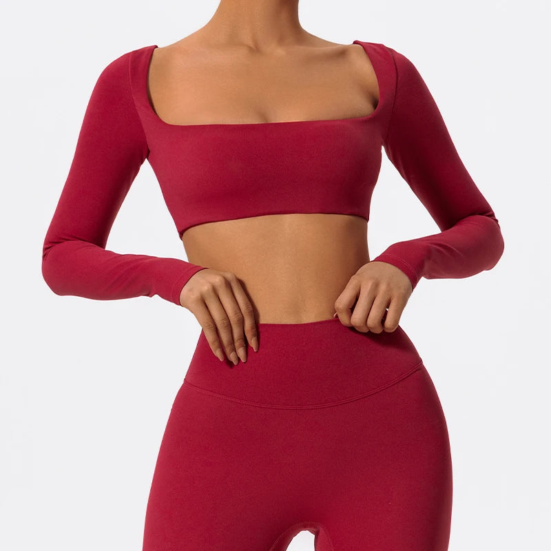 Women’s Quick-Dry Sportswear – Square Neck Fitness Crop Top