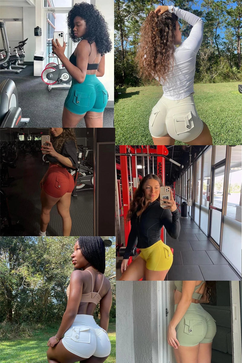Women’s High-Waist Yoga Shorts – Scrunch Butt & Pocket Fitness Shorts