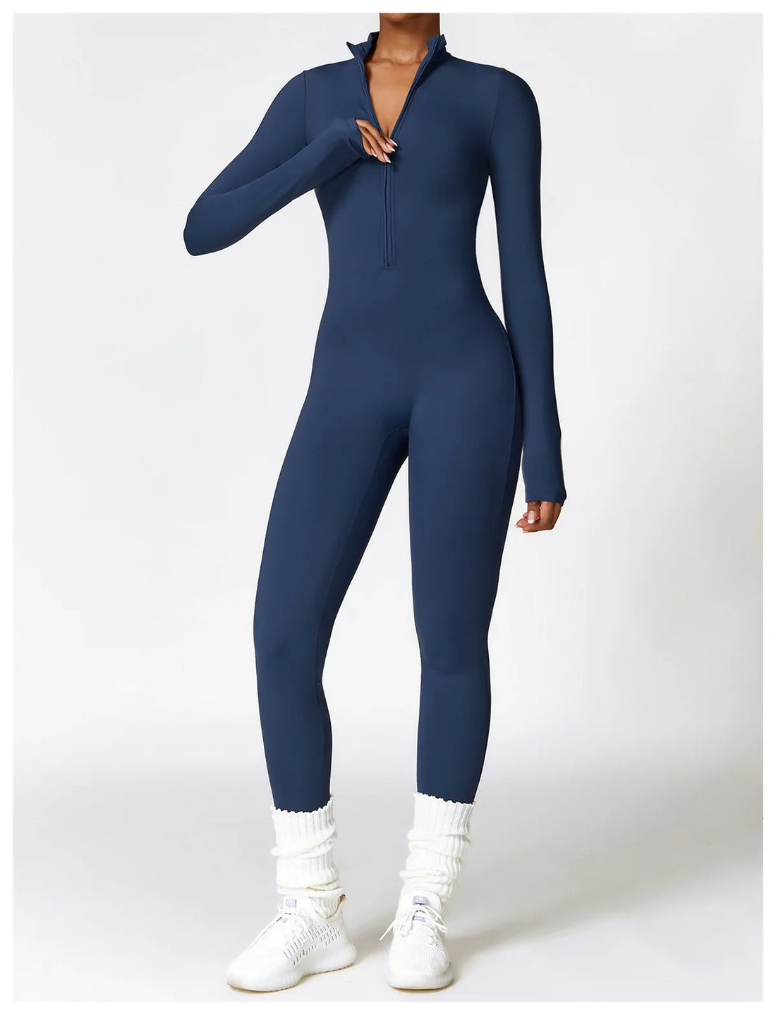 Women’s Winter Plush Yoga Jumpsuit – Fleece-Lined One-Piece Fitness Tracksuit