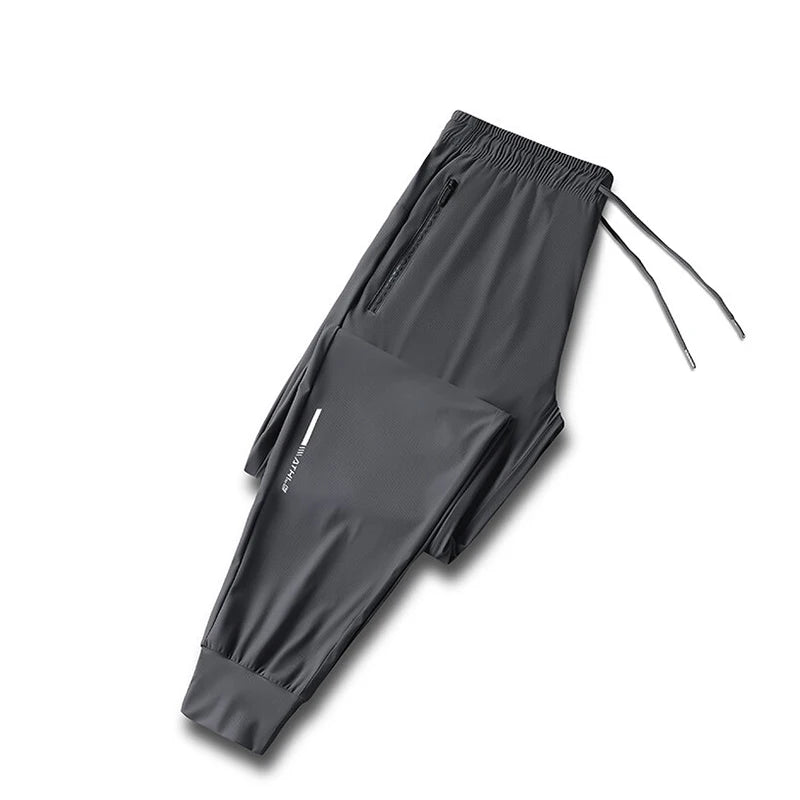 Men’s Ice Silk Summer Pants – Slim Fit Quick-Dry Casual & Running Trousers