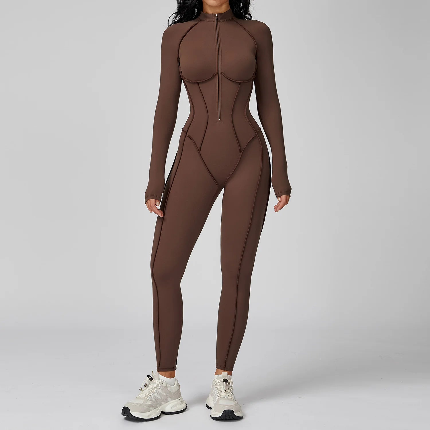 Women’s Long Sleeve Yoga Bodysuit – One-Piece Gym & Fitness Jumpsuit