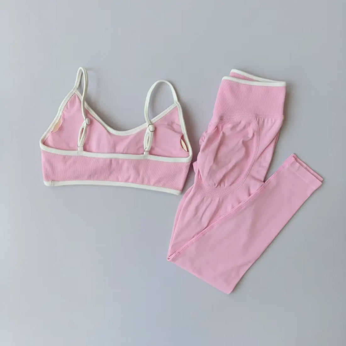 Seamless 2PCS Women’s Legging Set – Strappy Sports Bra & High-Waist Fitness Leggings
