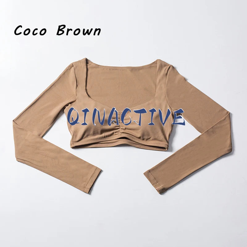 Women’s Long Sleeve Yoga Crop Top – Fitness & Workout Shirt