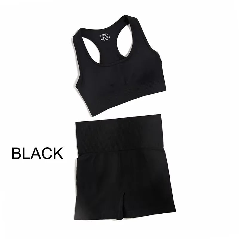 2-Piece Seamless Yoga Set for Women – High Waist Leggings & Sports Bra Gym Outfit