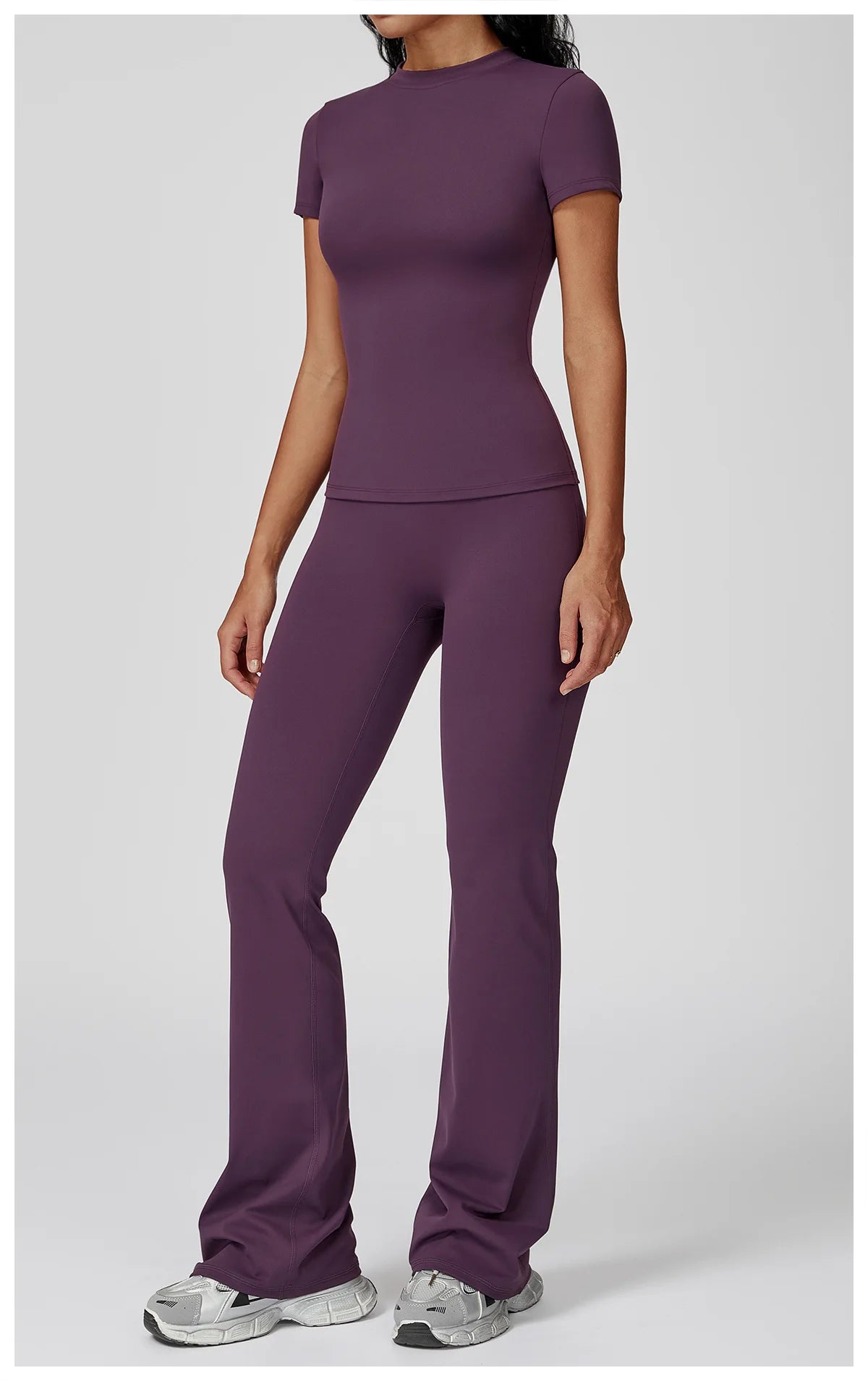 Women’s 2PCS Yoga & Workout Set – Long Sleeve Top & High-Waist Leggings/Shorts