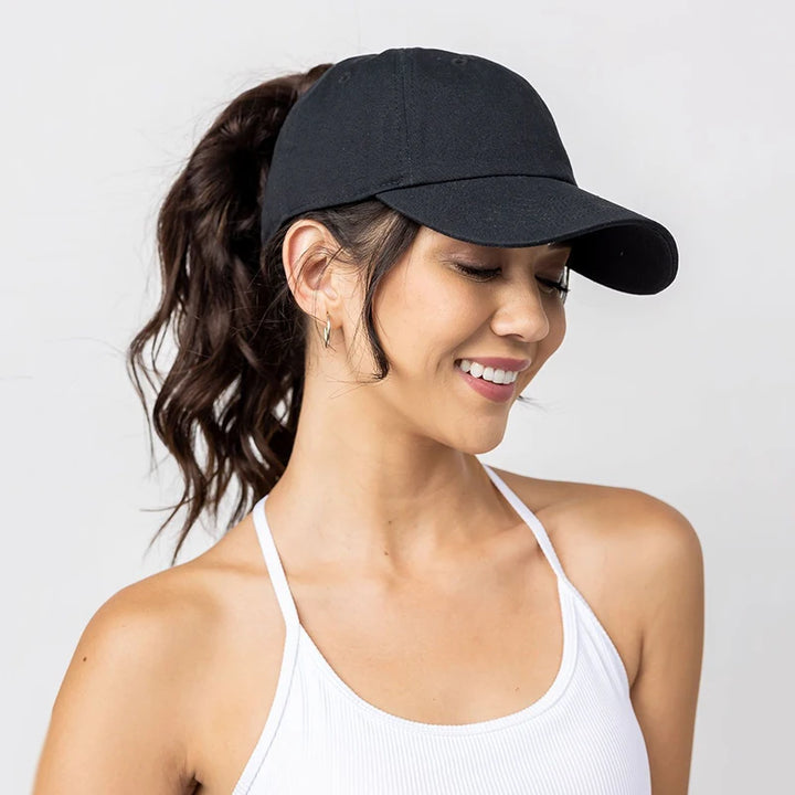 Women’s High Ponytail Baseball Cap – Messy Bun Adjustable Sports Hat