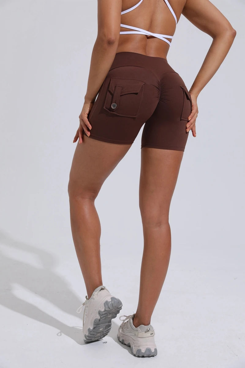 Women’s High-Waist Yoga Shorts – Scrunch Butt & Pocket Fitness Shorts