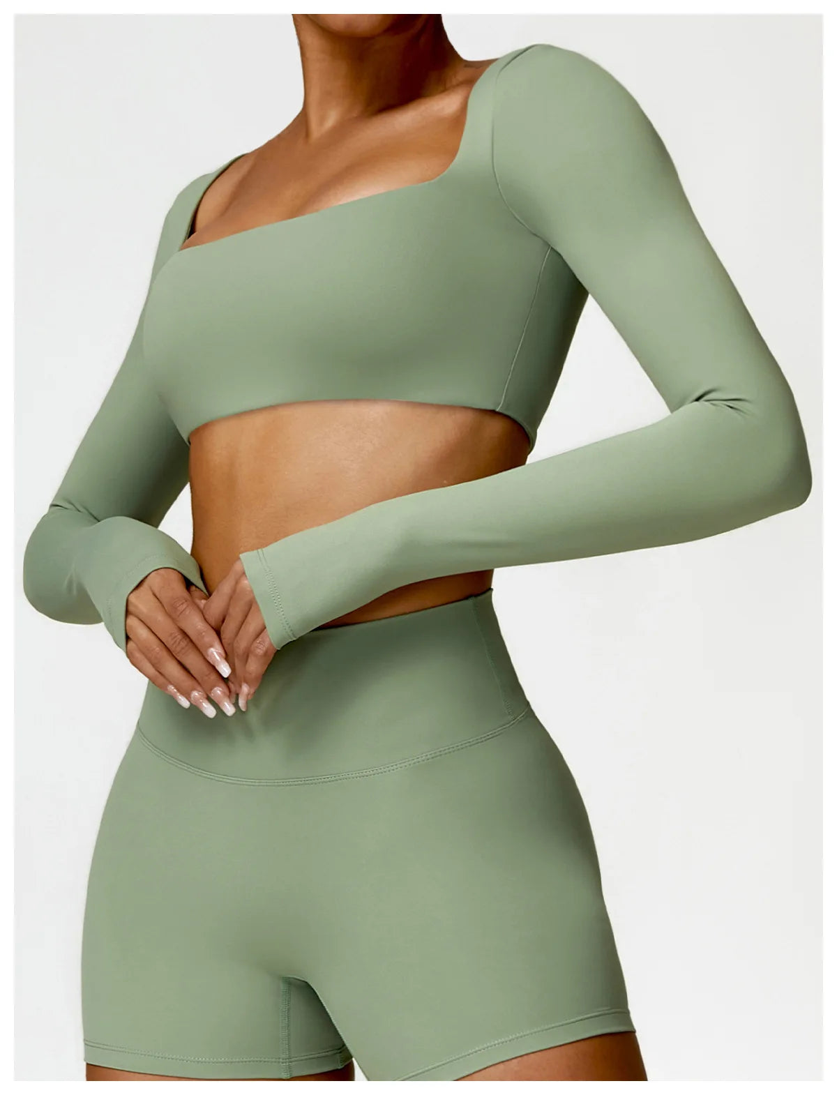 Women’s Quick-Dry Sportswear – Square Neck Fitness Crop Top