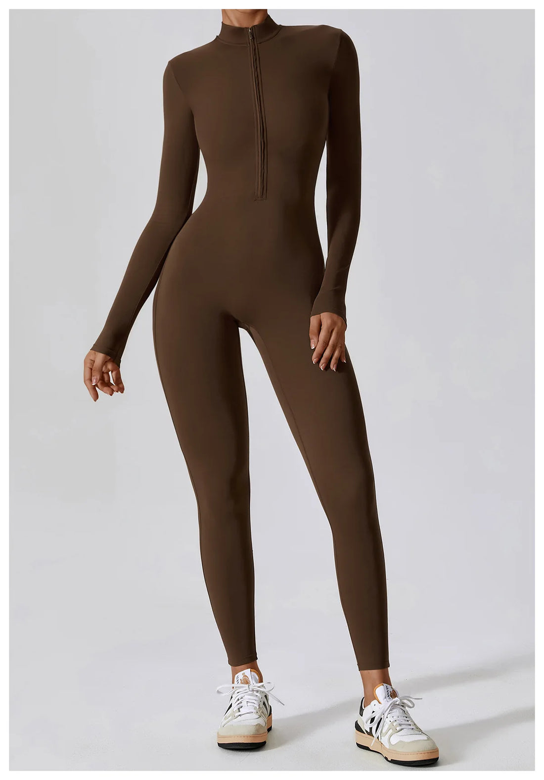 Women’s Long Sleeve Yoga Boilersuit – Skin-Tight One-Piece Gym Jumpsuit