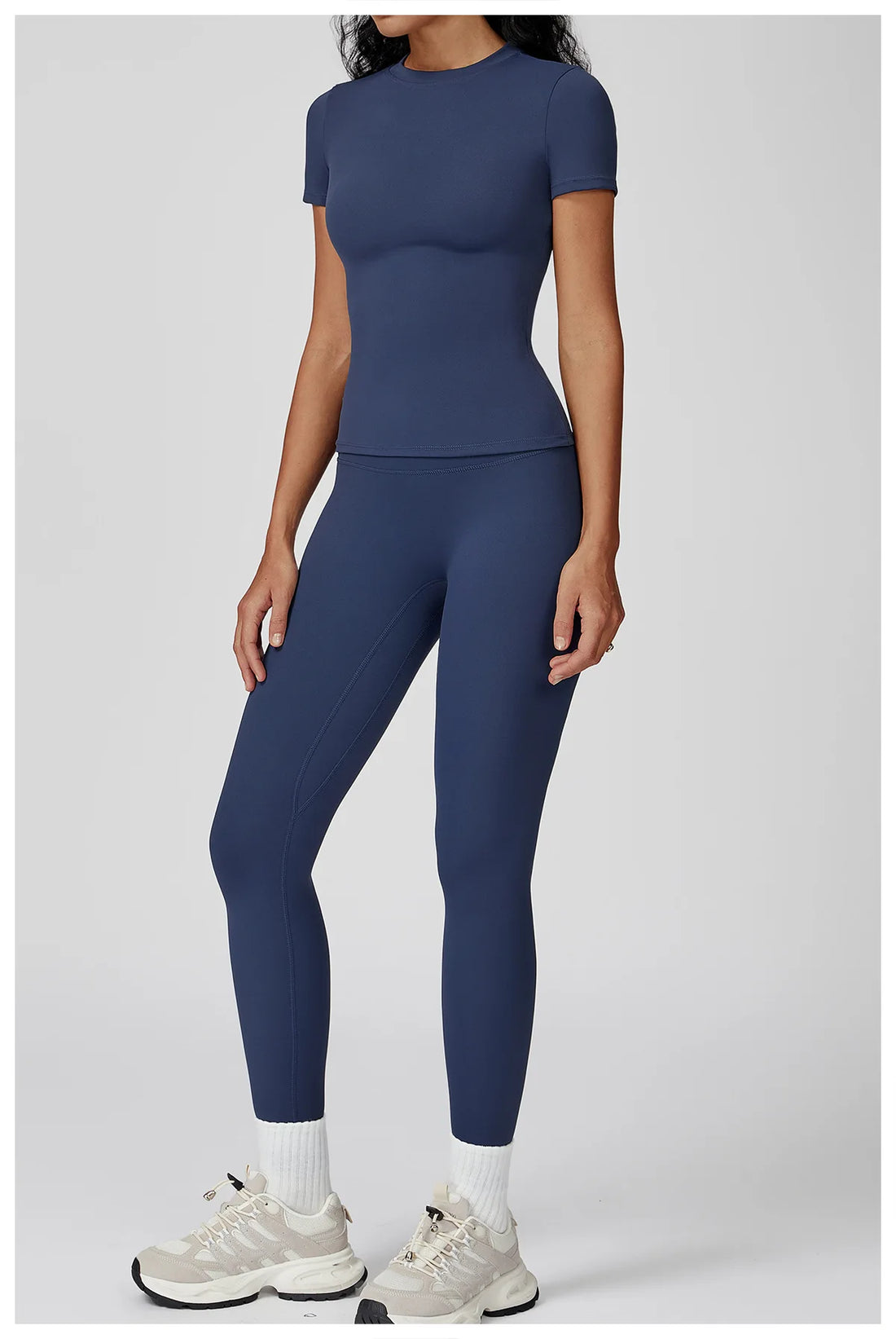Women’s 2PCS Yoga & Workout Set – Long Sleeve Top & High-Waist Leggings/Shorts