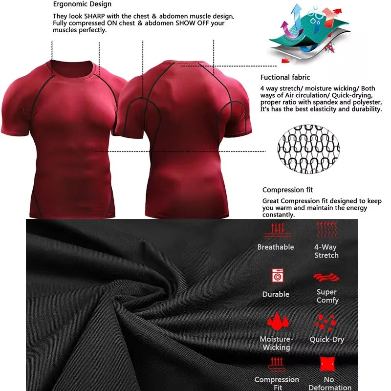 Men’s Compression T-Shirt – Quick Dry Athletic Gym & Running Tee