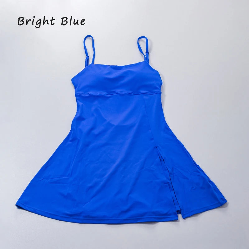 Women’s Sports Dress – Beautiful Back Yoga & Tennis Skirt with Removable Chest Cushion