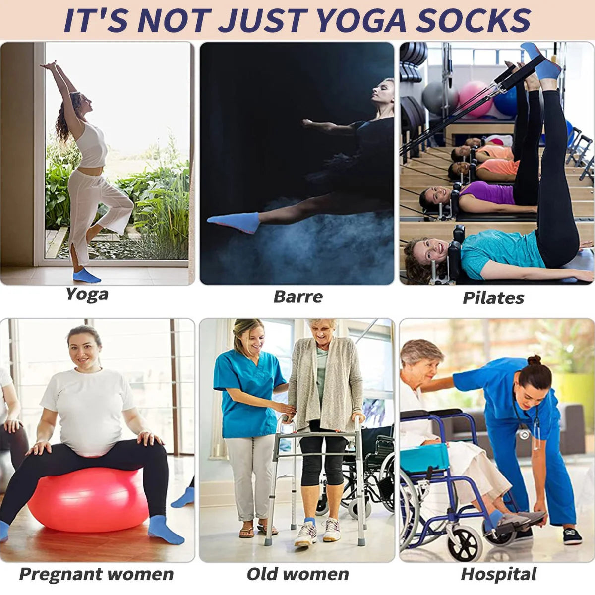 Silicone Non-Slip Grip Socks – Trampoline, Yoga & Pilates Indoor Sports Socks