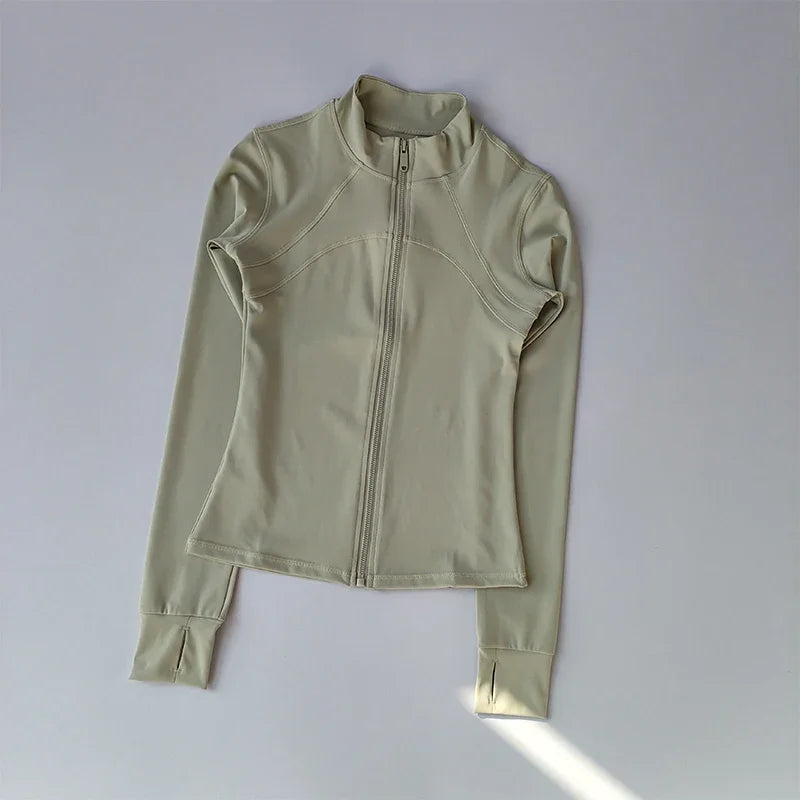 Women’s Long Sleeve Fitness Jacket – Slim Quick-Dry Yoga & Running Top